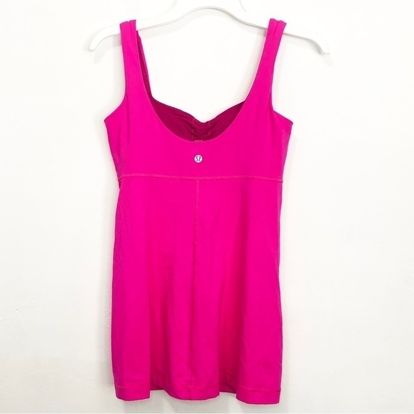 Lululemon Hot Pink Aria Tank II Ruched Neck Barbiecore Tank Top, size 6 - Picture 4 of 6